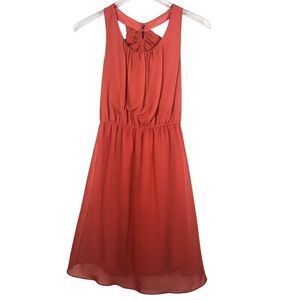 Atown Silk Burnt Orange Sleeveless Dress
